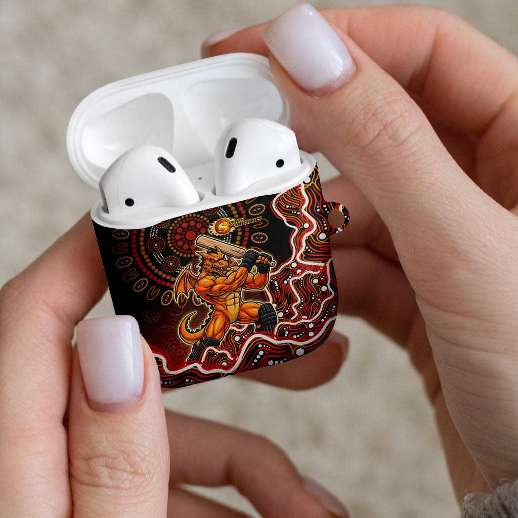 Perth Scorchers Cricket Mascot AirPods Case Aboriginal Dot Art Orange And Black Tribal Pattern