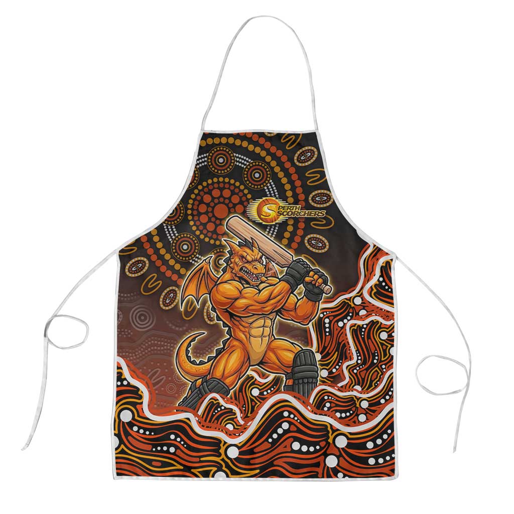Perth Scorchers Cricket Mascot Apron Aboriginal Dot Art Orange And Black Tribal Pattern