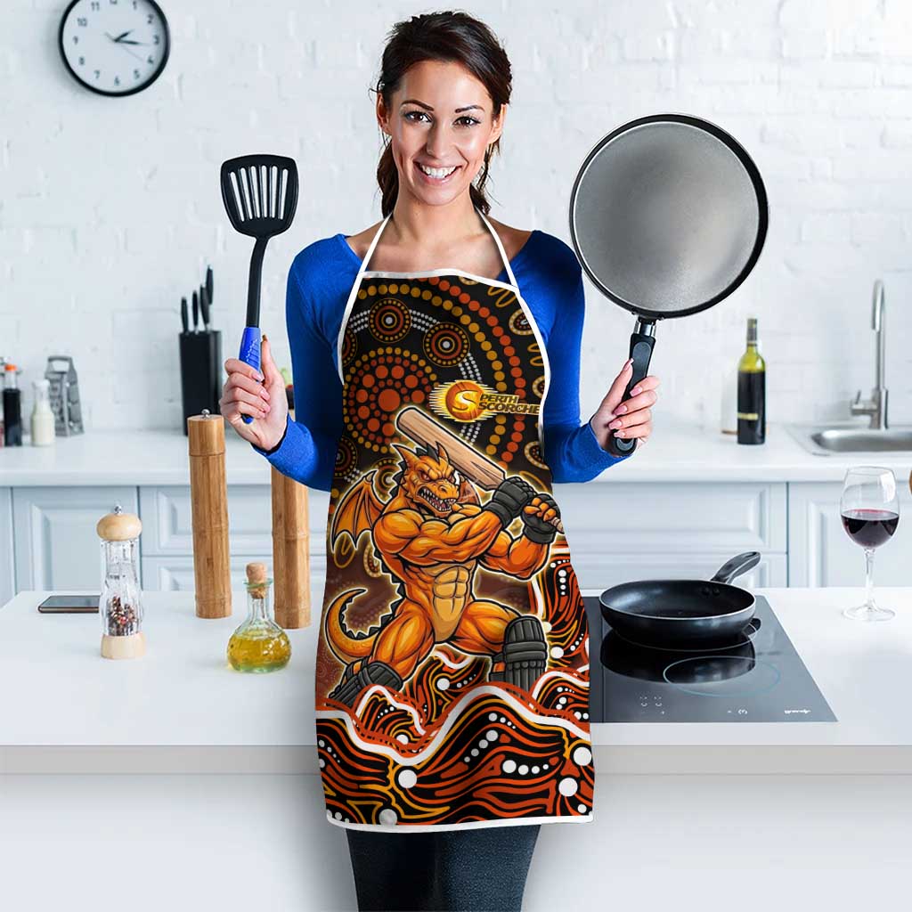 Perth Scorchers Cricket Mascot Apron Aboriginal Dot Art Orange And Black Tribal Pattern