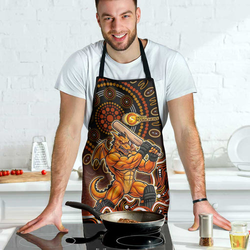 Perth Scorchers Cricket Mascot Apron Aboriginal Dot Art Orange And Black Tribal Pattern