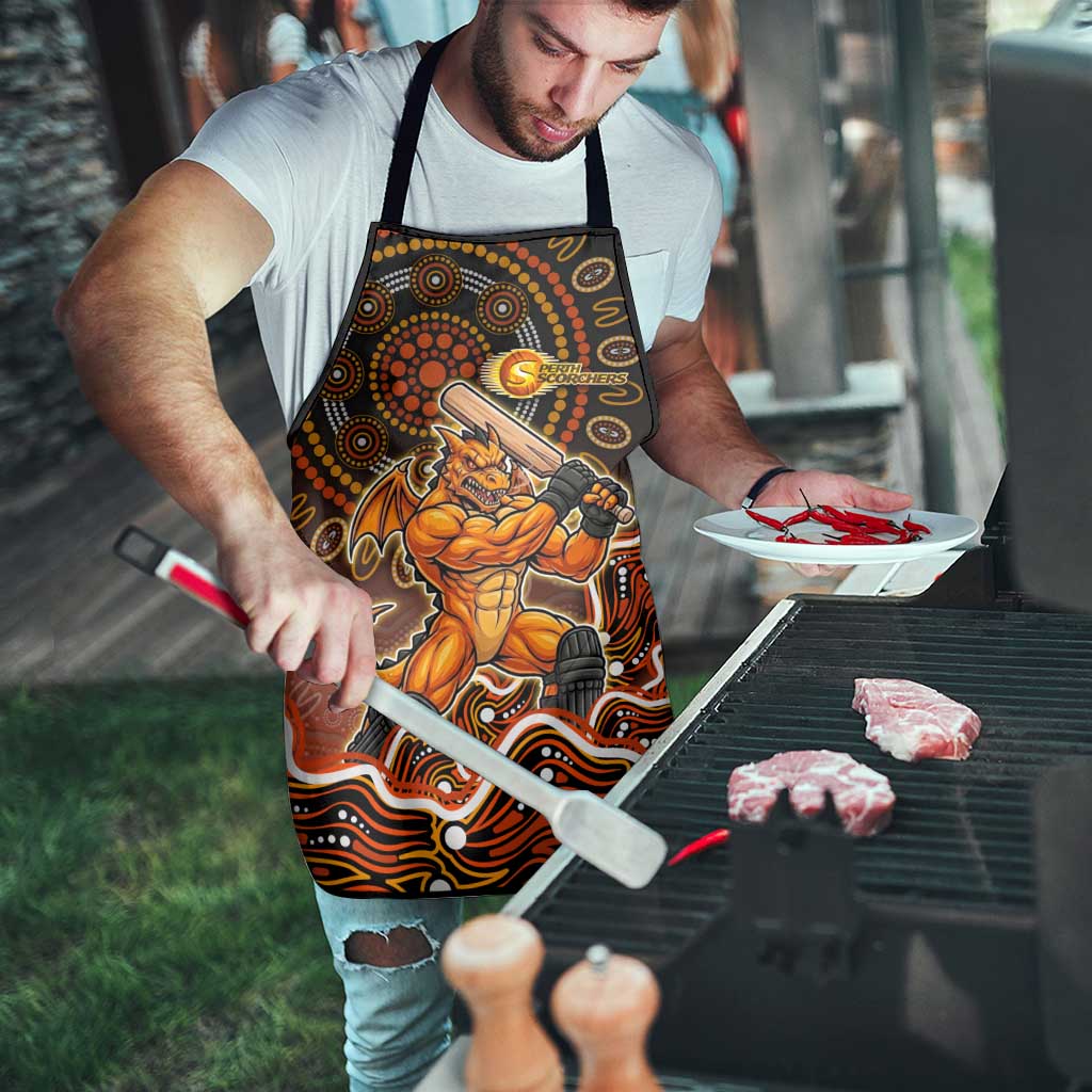 Perth Scorchers Cricket Mascot Apron Aboriginal Dot Art Orange And Black Tribal Pattern