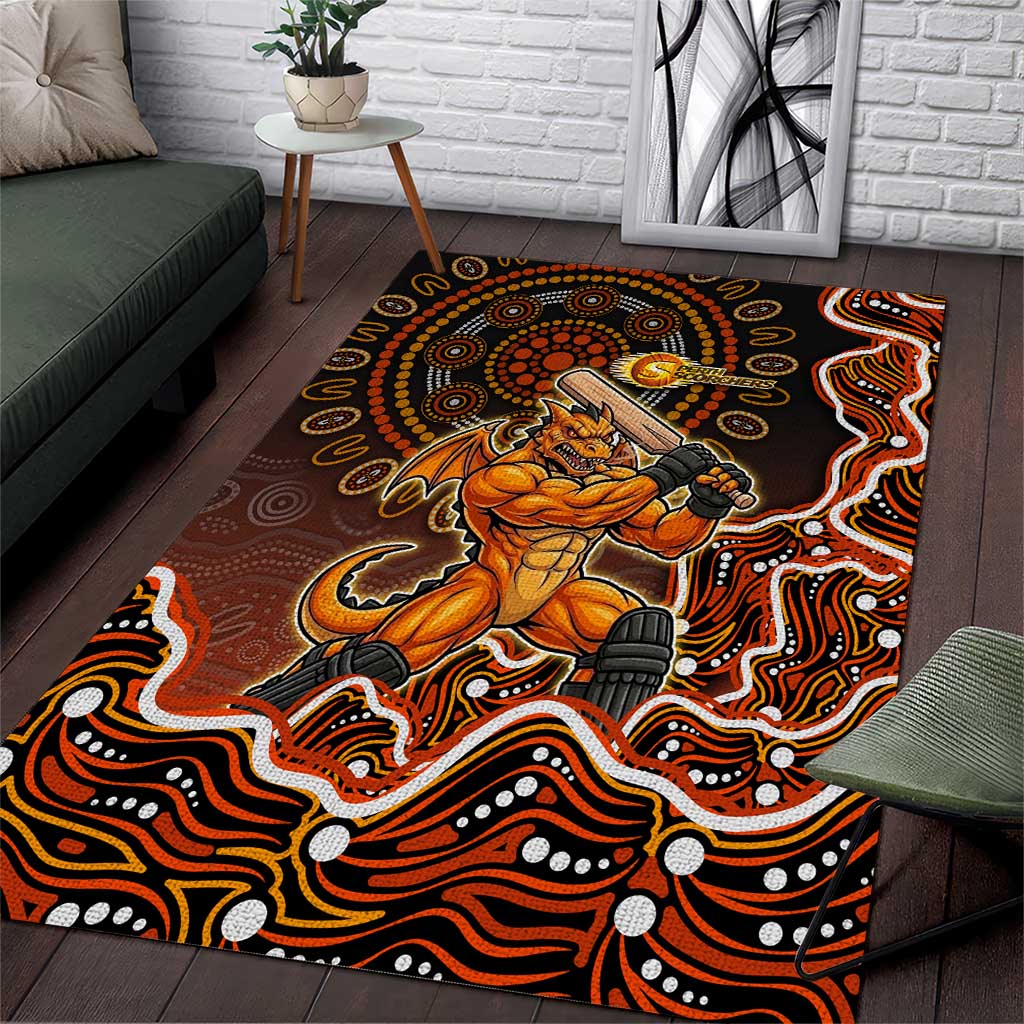 Perth Scorchers Cricket Mascot Area Rug Aboriginal Dot Art Orange And Black Tribal Pattern