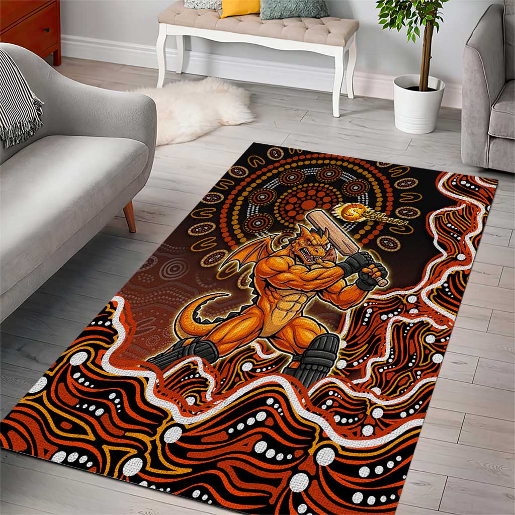 Perth Scorchers Cricket Mascot Area Rug Aboriginal Dot Art Orange And Black Tribal Pattern