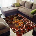 Perth Scorchers Cricket Mascot Area Rug Aboriginal Dot Art Orange And Black Tribal Pattern