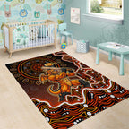 Perth Scorchers Cricket Mascot Area Rug Aboriginal Dot Art Orange And Black Tribal Pattern