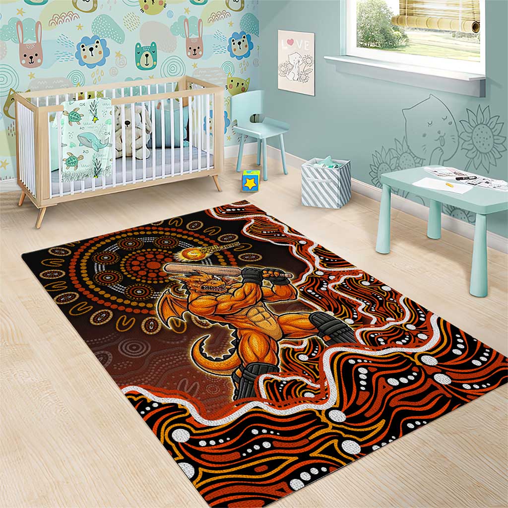 Perth Scorchers Cricket Mascot Area Rug Aboriginal Dot Art Orange And Black Tribal Pattern