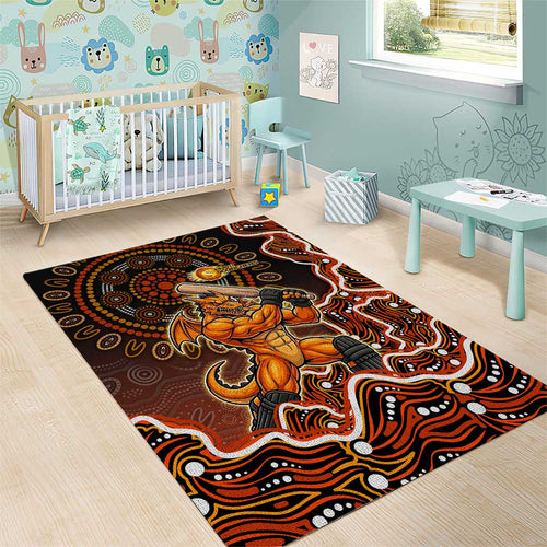Perth Scorchers Cricket Mascot Area Rug Aboriginal Dot Art Orange And Black Tribal Pattern