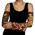 Perth Scorchers Cricket Mascot Arm Sleeves Aboriginal Dot Art Orange And Black Tribal Pattern