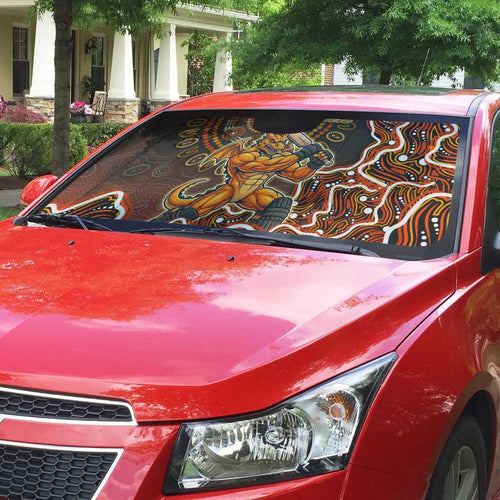 Perth Scorchers Cricket Mascot Auto Sun Shade Aboriginal Dot Art Orange And Black Tribal Pattern