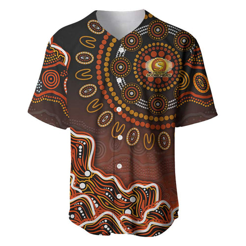 Perth Scorchers Cricket Mascot Baseball Jersey Aboriginal Dot Art Orange And Black Tribal Pattern