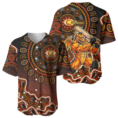 Perth Scorchers Cricket Mascot Baseball Jersey Aboriginal Dot Art Orange And Black Tribal Pattern