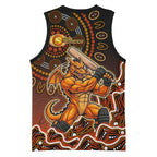 Perth Scorchers Cricket Mascot Basketball Jersey Aboriginal Dot Art Orange And Black Tribal Pattern