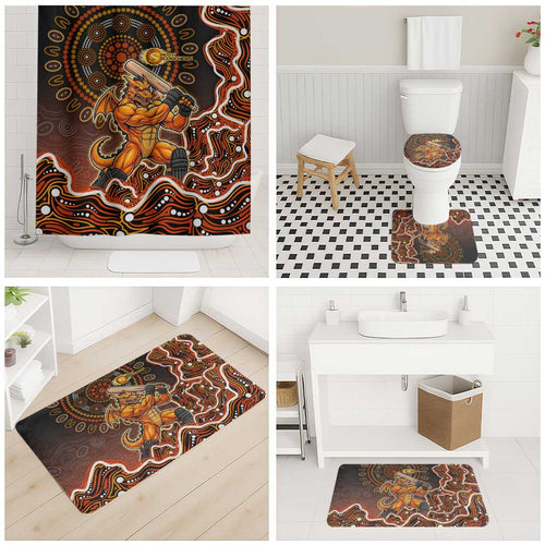 Perth Scorchers Cricket Mascot Bathroom Set Aboriginal Dot Art Orange And Black Tribal Pattern