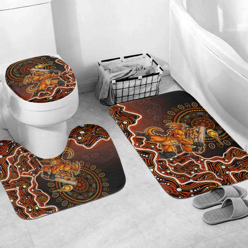 Perth Scorchers Cricket Mascot Bathroom Set Aboriginal Dot Art Orange And Black Tribal Pattern
