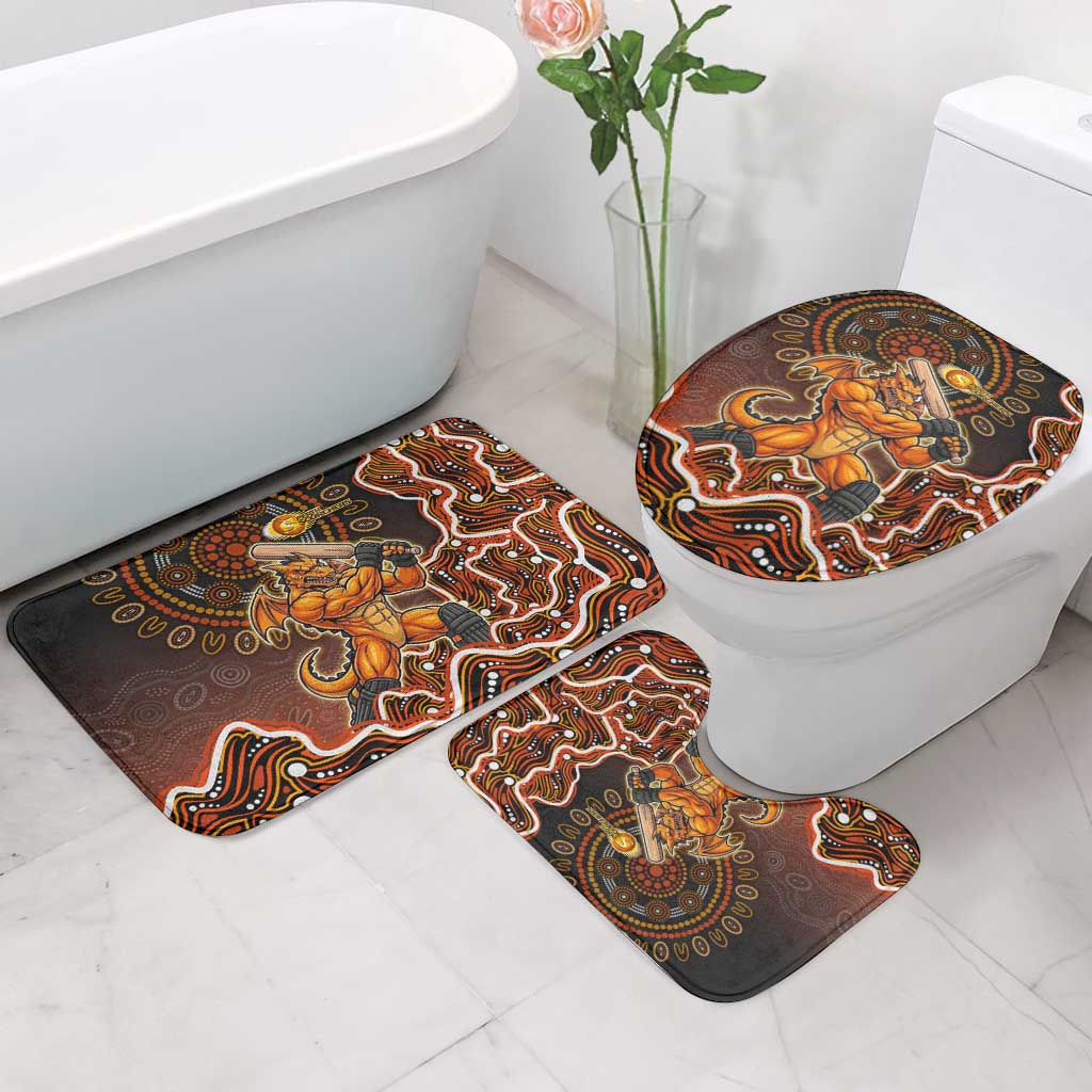 Perth Scorchers Cricket Mascot Bathroom Set Aboriginal Dot Art Orange And Black Tribal Pattern