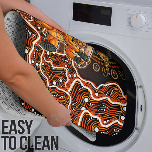 Perth Scorchers Cricket Mascot Bathroom Set Aboriginal Dot Art Orange And Black Tribal Pattern