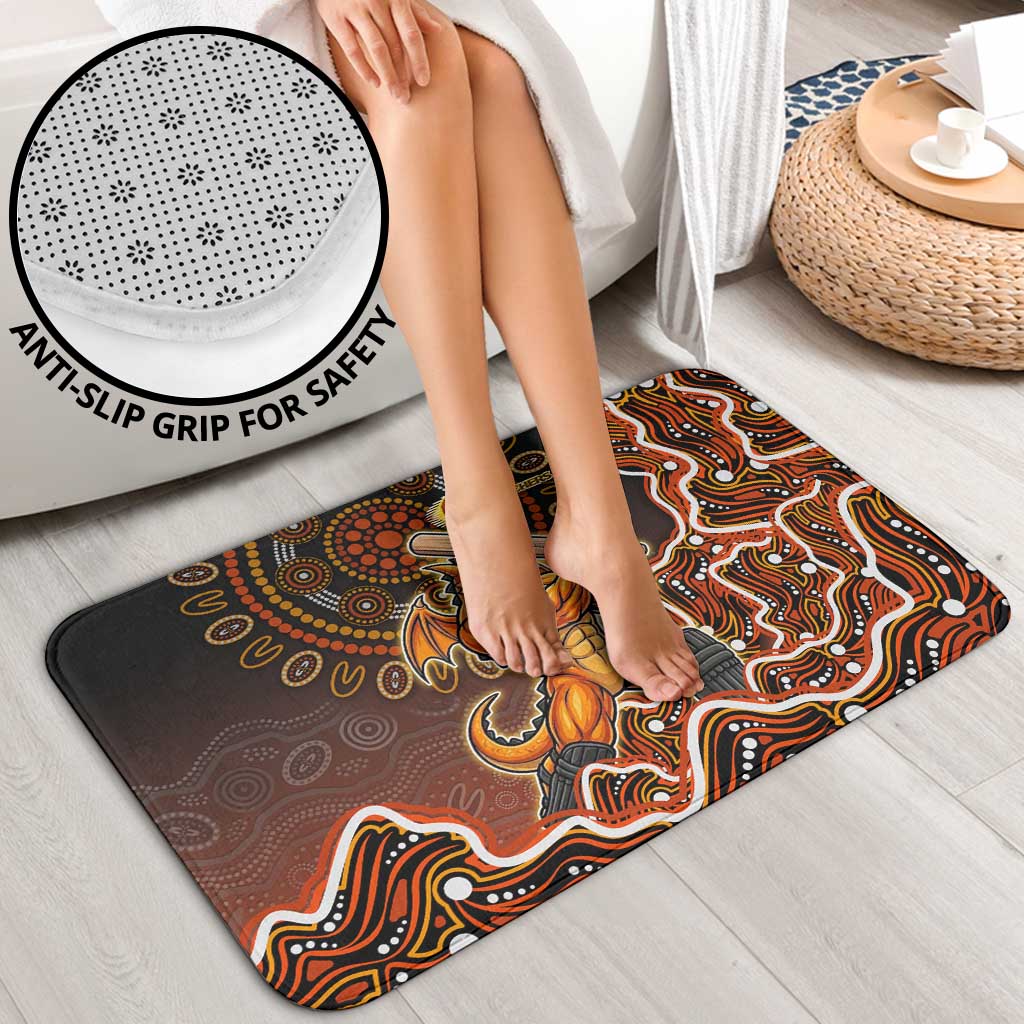 Perth Scorchers Cricket Mascot Bathroom Set Aboriginal Dot Art Orange And Black Tribal Pattern