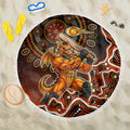 Perth Scorchers Cricket Mascot Beach Blanket Aboriginal Dot Art Orange And Black Tribal Pattern