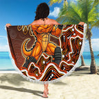 Perth Scorchers Cricket Mascot Beach Blanket Aboriginal Dot Art Orange And Black Tribal Pattern