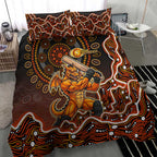 Perth Scorchers Cricket Mascot Bedding Set Aboriginal Dot Art Orange And Black Tribal Pattern