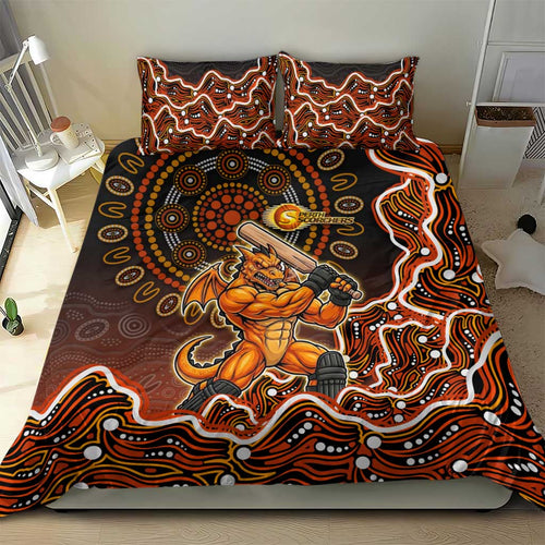 Perth Scorchers Cricket Mascot Bedding Set Aboriginal Dot Art Orange And Black Tribal Pattern
