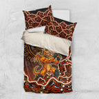 Perth Scorchers Cricket Mascot Bedding Set Aboriginal Dot Art Orange And Black Tribal Pattern