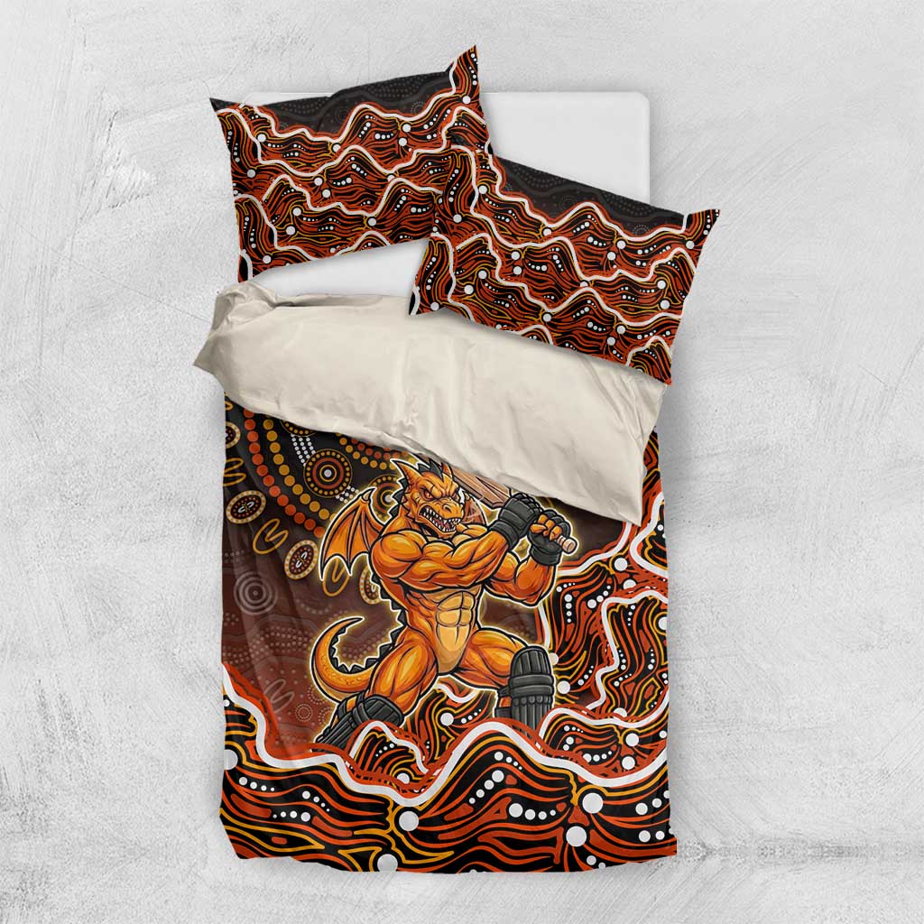 Perth Scorchers Cricket Mascot Bedding Set Aboriginal Dot Art Orange And Black Tribal Pattern