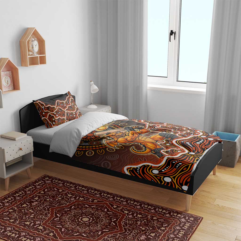 Perth Scorchers Cricket Mascot Bedding Set Aboriginal Dot Art Orange And Black Tribal Pattern