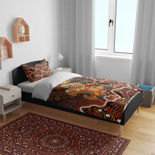 Perth Scorchers Cricket Mascot Bedding Set Aboriginal Dot Art Orange And Black Tribal Pattern