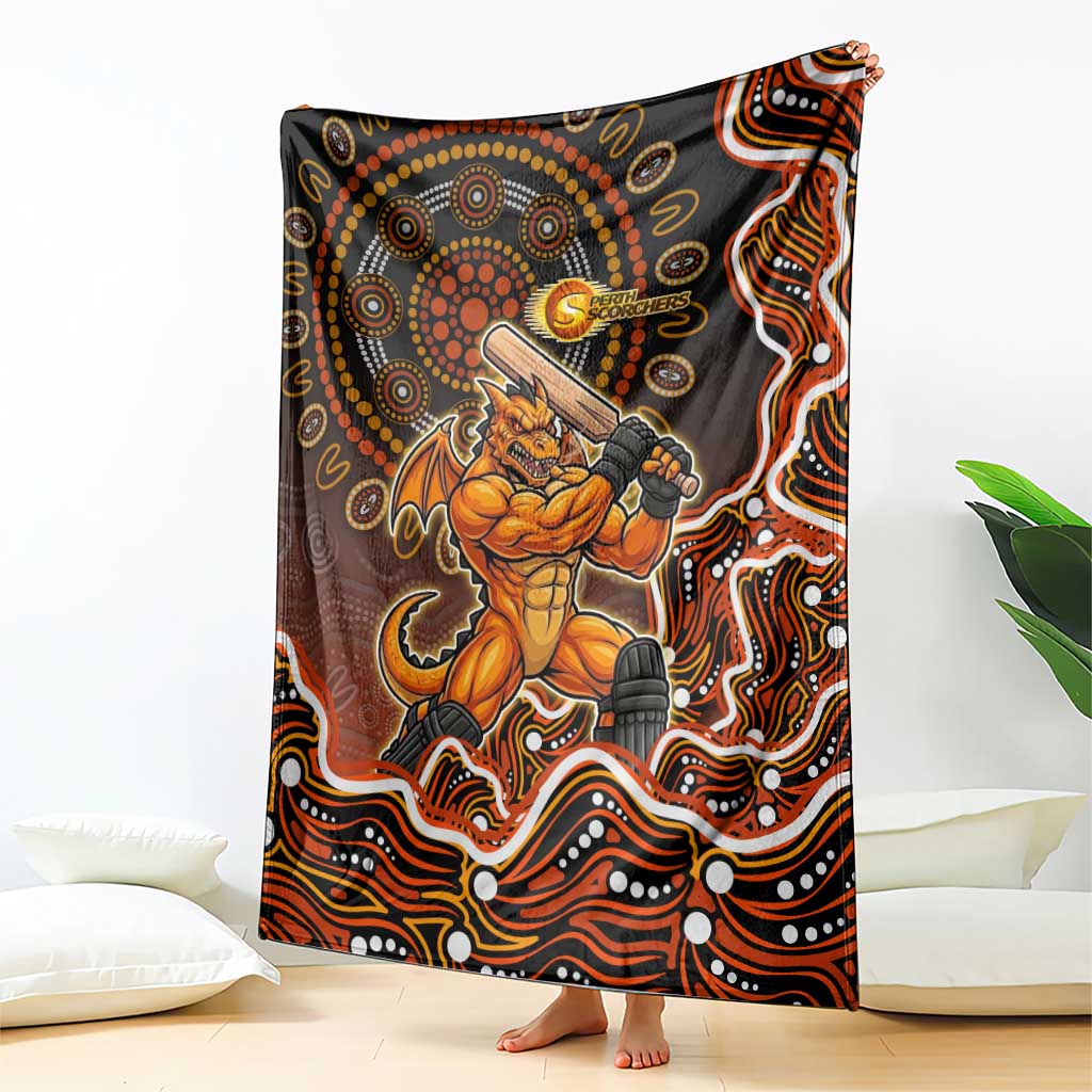Perth Scorchers Cricket Mascot Blanket Aboriginal Dot Art Orange And Black Tribal Pattern