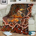 Perth Scorchers Cricket Mascot Blanket Aboriginal Dot Art Orange And Black Tribal Pattern