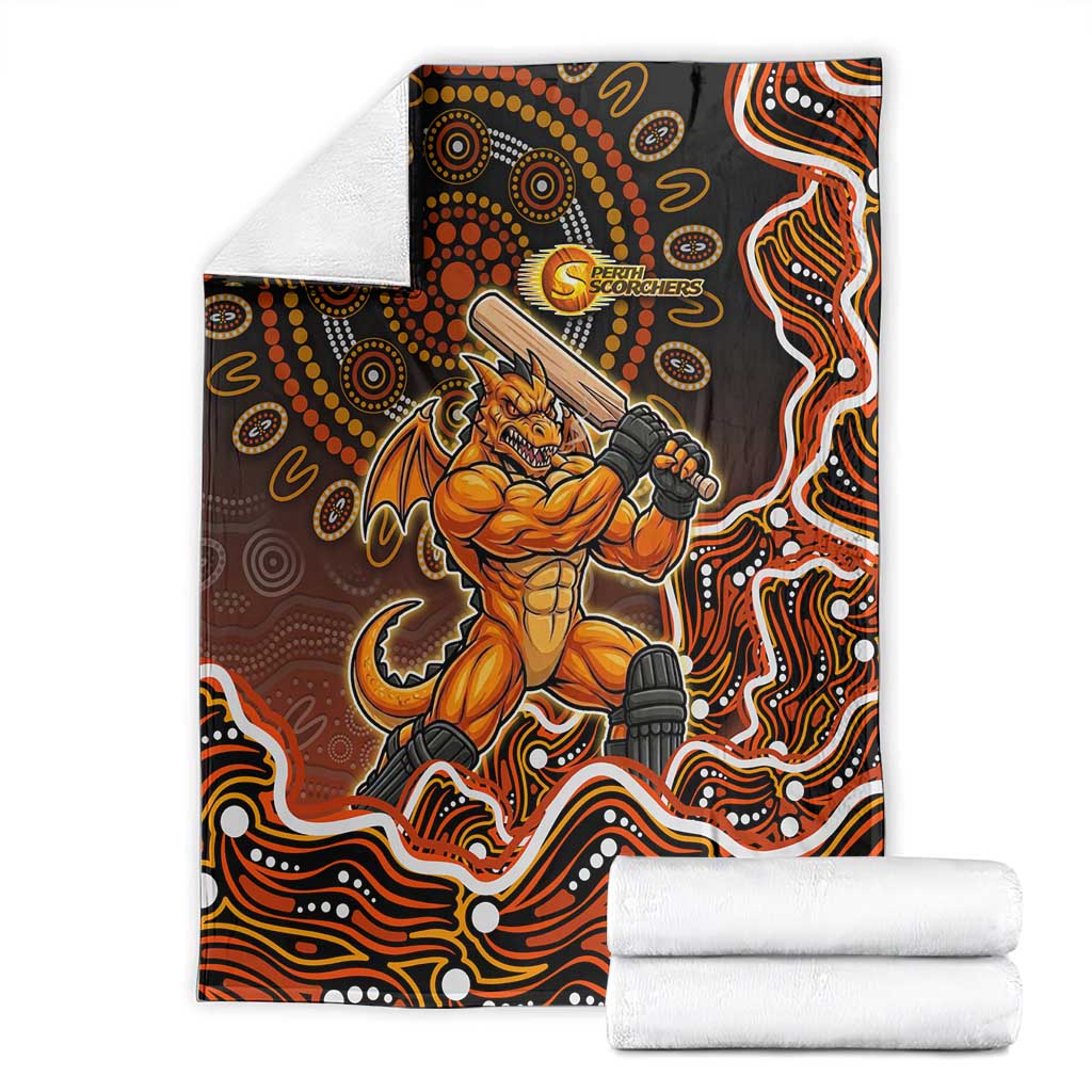 Perth Scorchers Cricket Mascot Blanket Aboriginal Dot Art Orange And Black Tribal Pattern