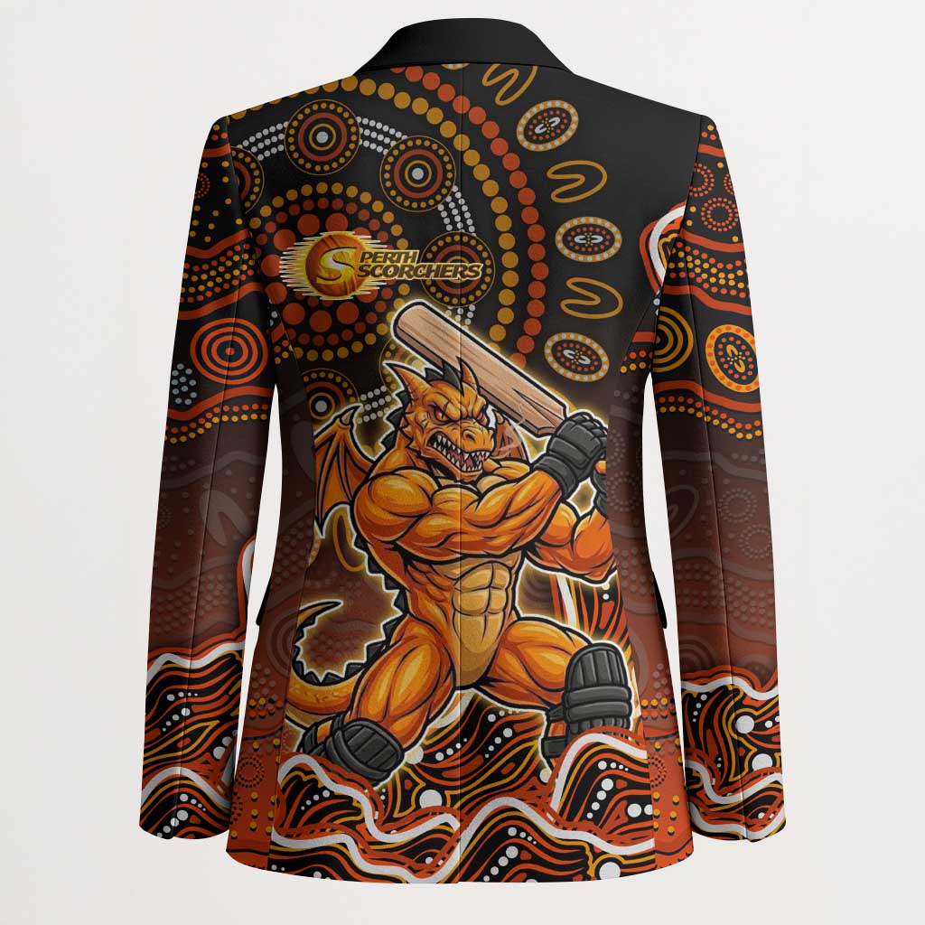 Perth Scorchers Cricket Mascot Blazer Aboriginal Dot Art Orange And Black Tribal Pattern