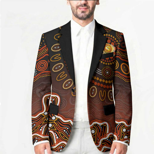 Perth Scorchers Cricket Mascot Blazer Aboriginal Dot Art Orange And Black Tribal Pattern