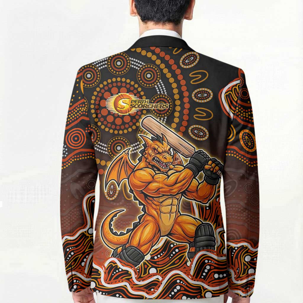 Perth Scorchers Cricket Mascot Blazer Aboriginal Dot Art Orange And Black Tribal Pattern