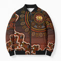 Perth Scorchers Cricket Mascot Bomber Puffer Jacket Aboriginal Dot Art Orange And Black Tribal Pattern