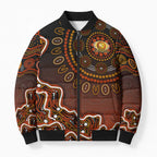 Perth Scorchers Cricket Mascot Bomber Puffer Jacket Aboriginal Dot Art Orange And Black Tribal Pattern