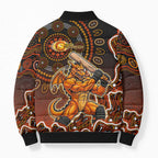 Perth Scorchers Cricket Mascot Bomber Puffer Jacket Aboriginal Dot Art Orange And Black Tribal Pattern