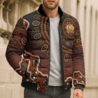 Perth Scorchers Cricket Mascot Bomber Puffer Jacket Aboriginal Dot Art Orange And Black Tribal Pattern
