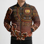 Perth Scorchers Cricket Mascot Bomber Puffer Jacket Aboriginal Dot Art Orange And Black Tribal Pattern