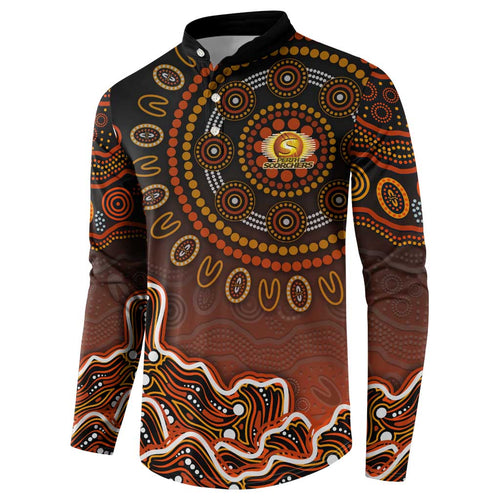 Perth Scorchers Cricket Mascot Button Sweatshirt Aboriginal Dot Art Orange And Black Tribal Pattern