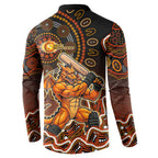Perth Scorchers Cricket Mascot Button Sweatshirt Aboriginal Dot Art Orange And Black Tribal Pattern