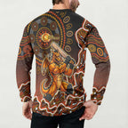 Perth Scorchers Cricket Mascot Button Sweatshirt Aboriginal Dot Art Orange And Black Tribal Pattern