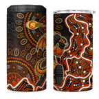 Perth Scorchers Cricket Mascot 4 in 1 Can Cooler Tumbler Aboriginal Dot Art Orange And Black Tribal Pattern