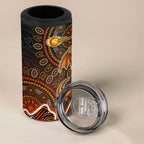 Perth Scorchers Cricket Mascot 4 in 1 Can Cooler Tumbler Aboriginal Dot Art Orange And Black Tribal Pattern