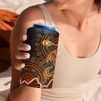 Perth Scorchers Cricket Mascot 4 in 1 Can Cooler Tumbler Aboriginal Dot Art Orange And Black Tribal Pattern