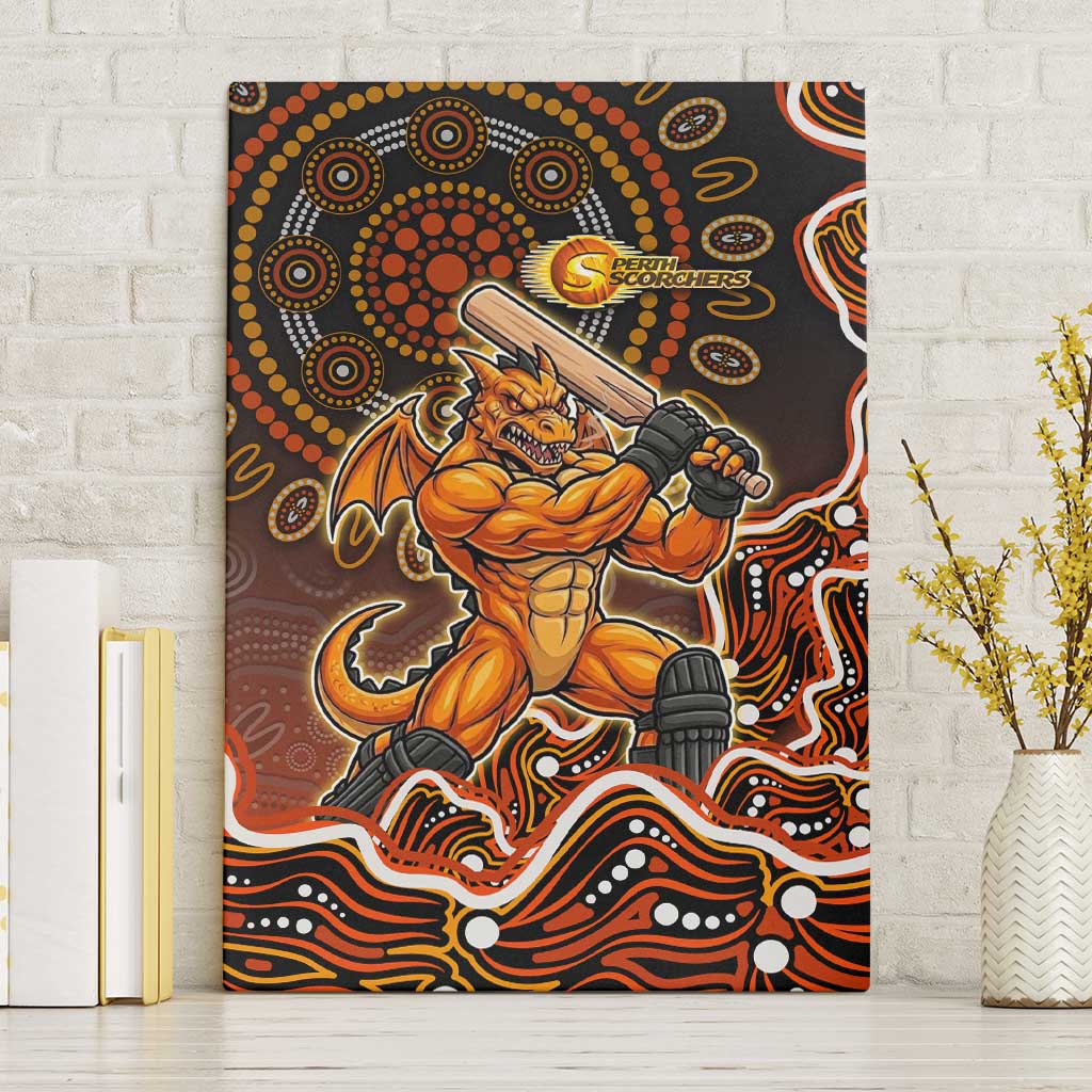 Perth Scorchers Cricket Mascot Canvas Wall Art Aboriginal Dot Art Orange And Black Tribal Pattern