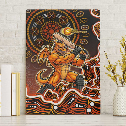 Perth Scorchers Cricket Mascot Canvas Wall Art Aboriginal Dot Art Orange And Black Tribal Pattern