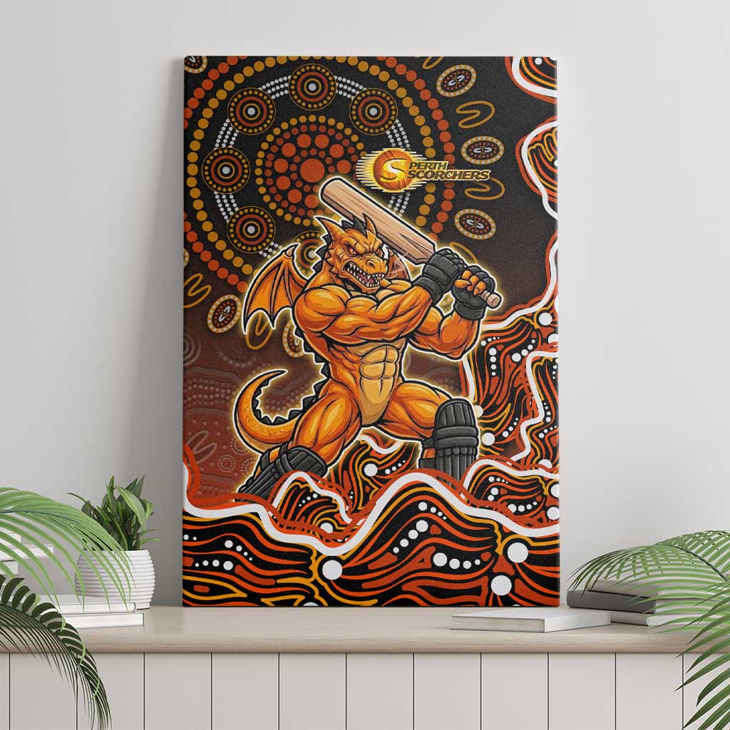 Perth Scorchers Cricket Mascot Canvas Wall Art Aboriginal Dot Art Orange And Black Tribal Pattern