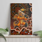 Perth Scorchers Cricket Mascot Canvas Wall Art Aboriginal Dot Art Orange And Black Tribal Pattern